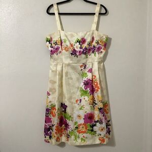 Jessica Howard Colorful Floral Formal Romantic Feminine Babydoll Dress Sz 16